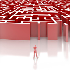 Poster - Maze concept, challenge and human choices theme. Original 3d rendering