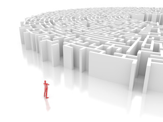 Poster - Maze concept, challenge and human choices theme. Original 3d rendering