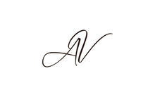 AV Or VA And A, V Uppercase Cursive Letter Initial Logo Design, Vector Template