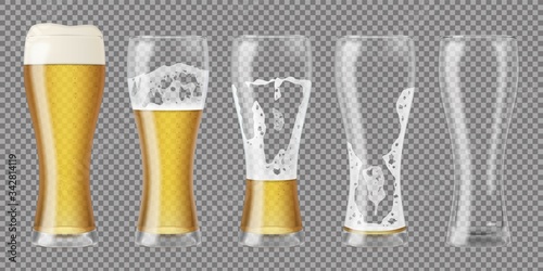 Tall realistic glasses with lager beer and foam Tableau sur Toile