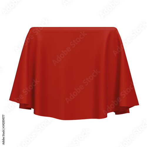 Fotografía Red fabric covering a blank template vector illustration