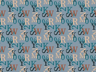 Poster - Seamless bright spring pattern with  numbers and   letters.