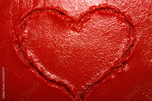 Cuadros en Lienzo The texture of tomato paste.Ketchup background.Tomato sauce.