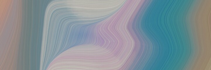 Aufkleber - abstract flowing horizontal header with light slate gray, teal blue and silver colors. fluid curved flowing waves and curves