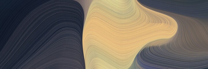 Poster - abstract moving designed horizontal header with dark slate gray, burly wood and old lavender colors. fluid curved lines with dynamic flowing waves and curves