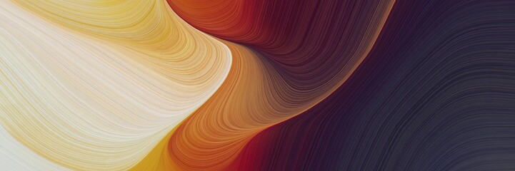 Aufkleber - abstract artistic banner with very dark blue, coffee and light gray colors. fluid curved flowing waves and curves