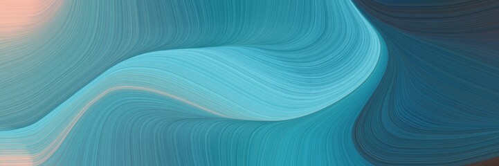 Poster - abstract modern designed horizontal banner with steel blue, blue chill and dark slate gray colors. fluid curved lines with dynamic flowing waves and curves