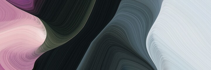 Poster - abstract decorative horizontal header with very dark blue, thistle and dim gray colors. fluid curved flowing waves and curves