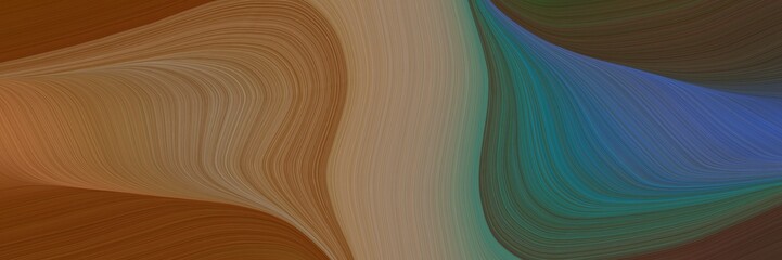 Poster - abstract flowing header design with brown, dark slate gray and teal blue colors. fluid curved lines with dynamic flowing waves and curves