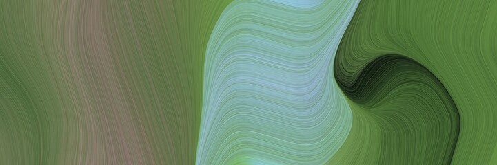 Poster - abstract artistic header with dim gray, dark olive green and pastel blue colors. fluid curved lines with dynamic flowing waves and curves