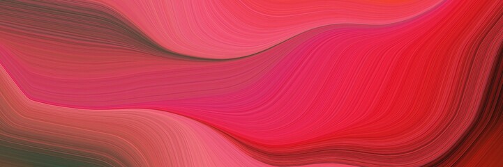 Poster - abstract surreal designed horizontal banner with moderate red, old mauve and dark moderate pink colors. fluid curved lines with dynamic flowing waves and curves