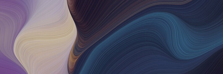 Poster - abstract moving horizontal banner with dark slate gray, very dark blue and dark gray colors. fluid curved lines with dynamic flowing waves and curves