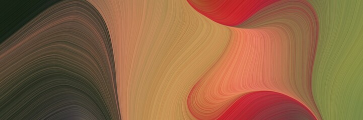 Leinwandbilder - abstract flowing horizontal header with peru, very dark green and dark olive green colors. fluid curved flowing waves and curves