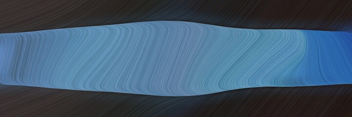 Leinwandbilder - abstract moving horizontal banner with very dark blue, steel blue and dark slate gray colors. fluid curved flowing waves and curves