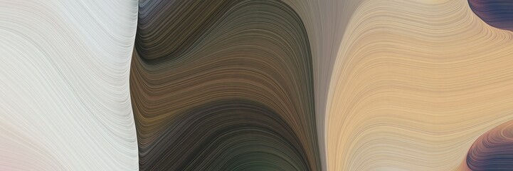 Poster - abstract dynamic designed horizontal header with dark slate gray, tan and light gray colors. fluid curved lines with dynamic flowing waves and curves