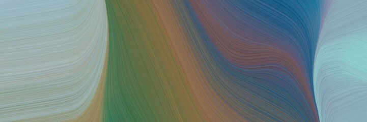 Aufkleber - abstract colorful horizontal banner with dim gray, dark gray and teal blue colors. fluid curved flowing waves and curves