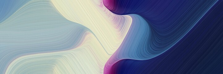 Poster - abstract dynamic horizontal header with silver, very dark blue and purple colors. fluid curved lines with dynamic flowing waves and curves