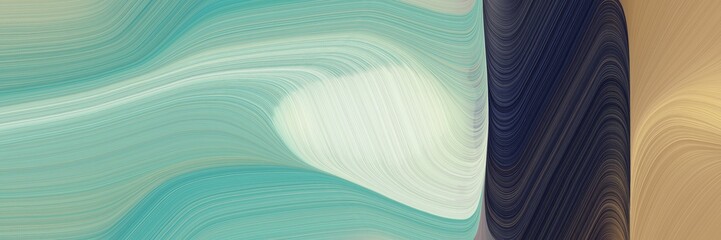 Poster - abstract colorful designed horizontal header with dark sea green, very dark blue and light gray colors. fluid curved lines with dynamic flowing waves and curves