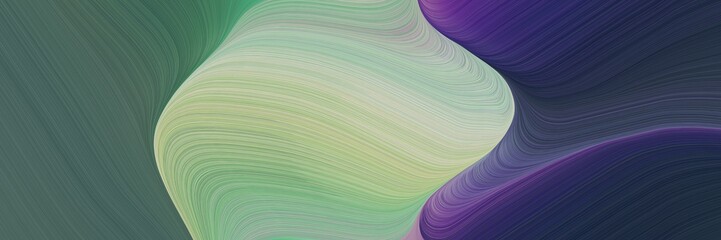 Aufkleber - abstract dynamic designed horizontal header with dark slate gray, ash gray and dark sea green colors. fluid curved lines with dynamic flowing waves and curves