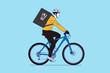 Man delivering food by bicycle , vector illustration