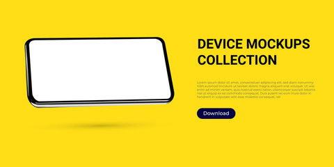 Wall Mural - realistic template mock up of a horizontally rotated angled smartphone for web design, webpages, ban
