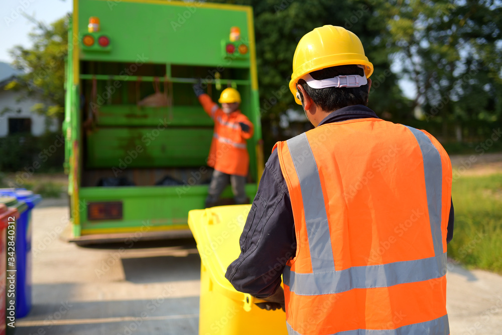 Garbage collector Worker of urban municipal recycling garbage collector ...