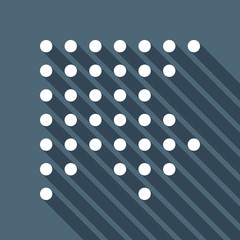 Poster - Dot arrow cursor, up and left direction. White flat icon with long shadow on blue background