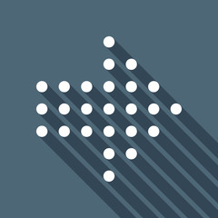 Poster - Dot arrow cursor, right direction. White flat icon with long shadow on blue background