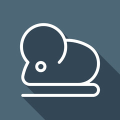 Poster - Mouse or rat, animal, outline design. White flat icon with long shadow on blue background