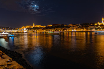 Poster - night in the city of Budapest in Hungary