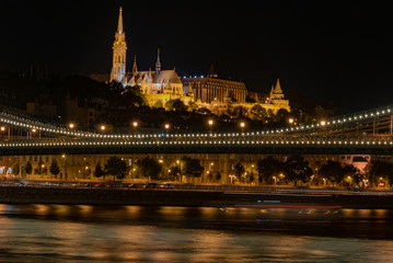 Poster - night in the city of Budapest in Hungary