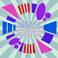 Poster - text sign showing digital factory. business photo showcasing uses digital technology to operate the 