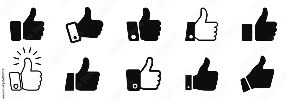 Set thumb up icon, i like it, Yes, good sign – stock vector - obrazy, fototapety, plakaty 