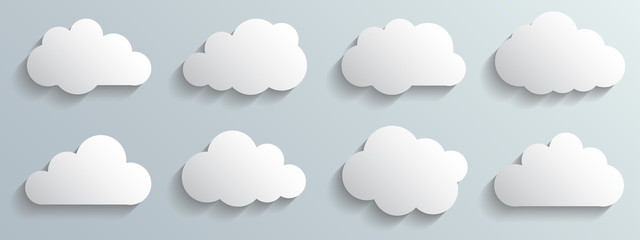Poster - Set paper white clouds – for stock vector