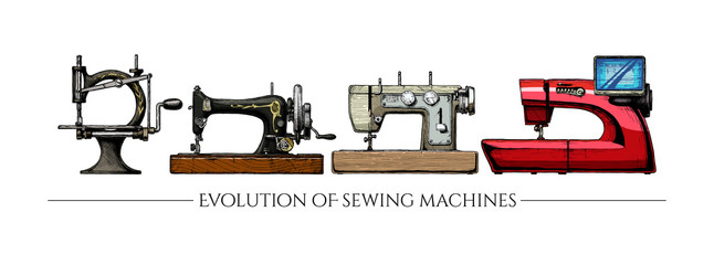 Sticker - Evolution of sewing machines