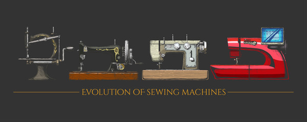 Sticker - Evolution of sewing machines