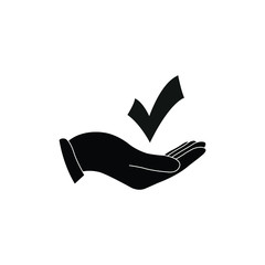 Poster - checkmark icon. check list button icon. hand holding checkmark icon