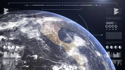 Planet Earth, view from space. 3d 4K animation of terrestrial globe.