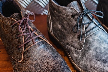 pair of brown leather shoes