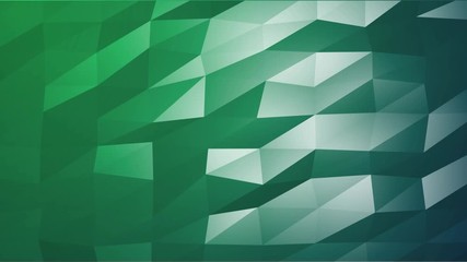 Wall Mural - Abstract polygonal geometric surface animation. Clean soft low poly motion white green background.