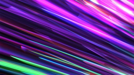 Poster - 4K Abstract lights backgroud. Animation of glowing neon shapes. Dynamic futuristic wallpaper. Violet and green colors.