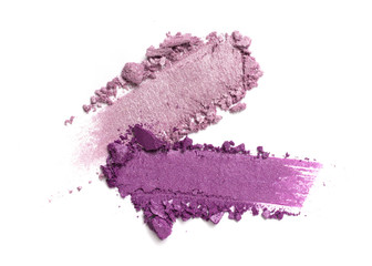 Close-up of make-up swatch. Smear of crushed purple eye shadow