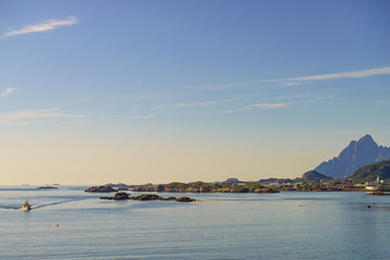 Sticker - Seascape with fishing boat, Lofoten landscape