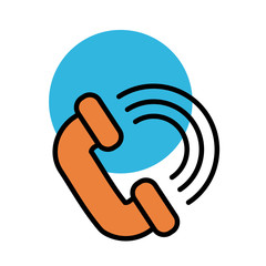 Poster - telephone service call line and fill style icon