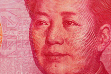 Close-up Portrait Of China 1st Chairman Mao Zedong On Chinese Bank Note Rmb Yuan.