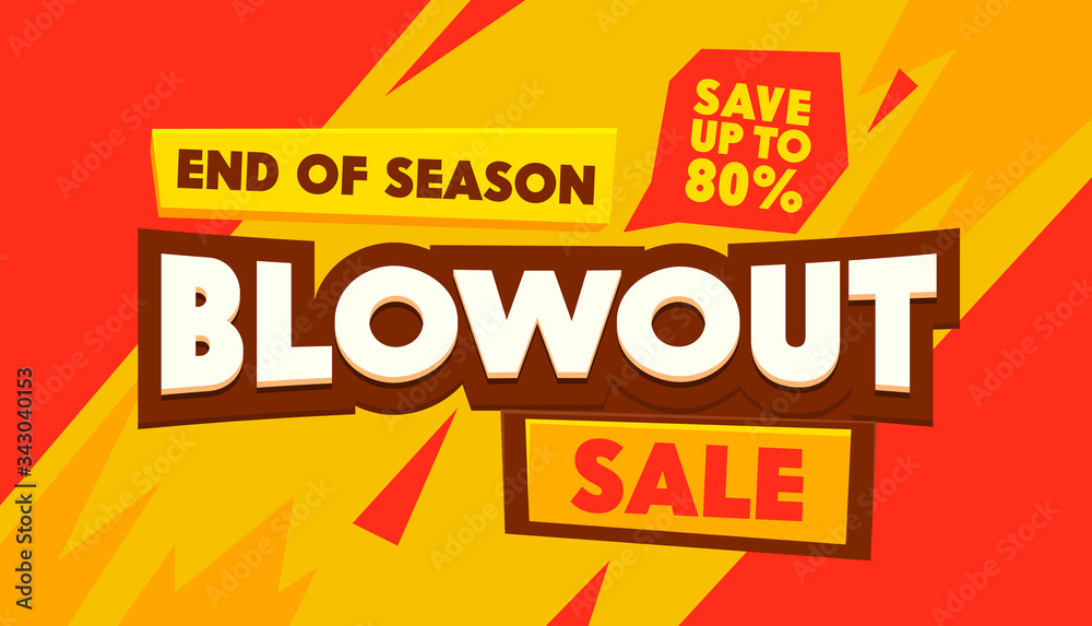 Blowout Sale Social Media Promo Ad Poster, Banner with Typography. Background with Abstract Shapes. Branding Template Design for Shopping Discount, Backdrop Content Decoration. Vector Illustration - obrazy, fototapety, plakaty 