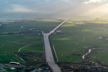 Sticker - Amsterdam Harbor Channels roads Aerial view panorama