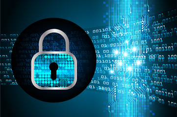 closed padlock on digital background, cyber security