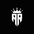 AR logo monogram emblem style with crown shape design template