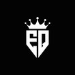 EQ logo monogram emblem style with crown shape design template